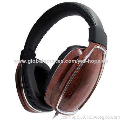 Real wooden stereo headband music headset